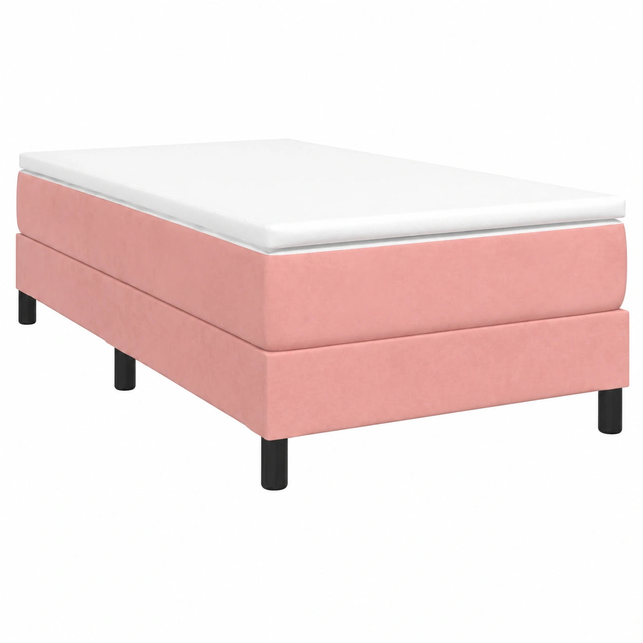 Cama Individual Tapizada en Terciopelo Rosa 90x190 cm para Dormitorio