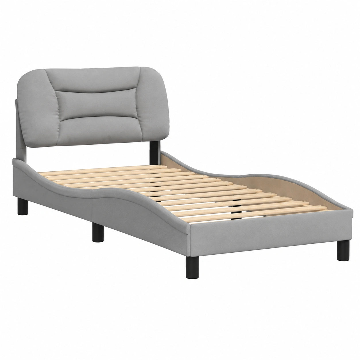 Estructura de Cama de Tela Gris Claro 90x190 cm para Dormitorio