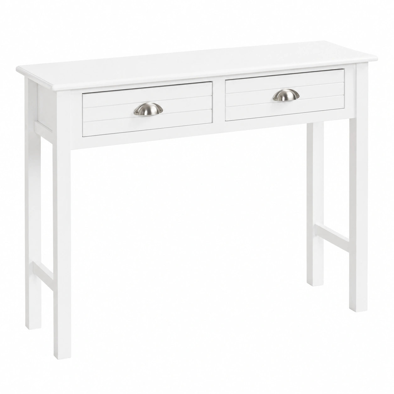 HAKU Mesa Consola Blanca Modesta de Madera Maciza y MDF, 100x77x30 cm, Estilo Costero