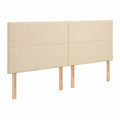 Cabecero Tapizado con Luces LED para Cama de Matrimonio, Crema, 200x5x118/128 cm