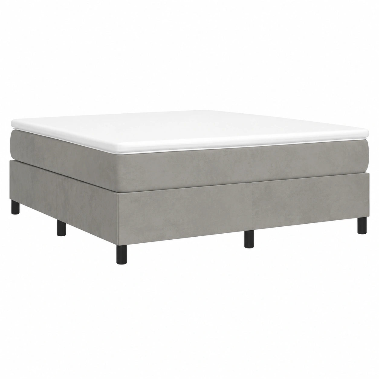 Cama Tapizada de Terciopelo Gris Claro 180x200 cm con Somier de Listones