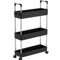 Carrito Auxiliar de Cocina con Ruedas y Ganchos, 3 Niveles, Negro