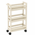 Carrito de 3 Niveles Color Beige Natural para Almacenamiento