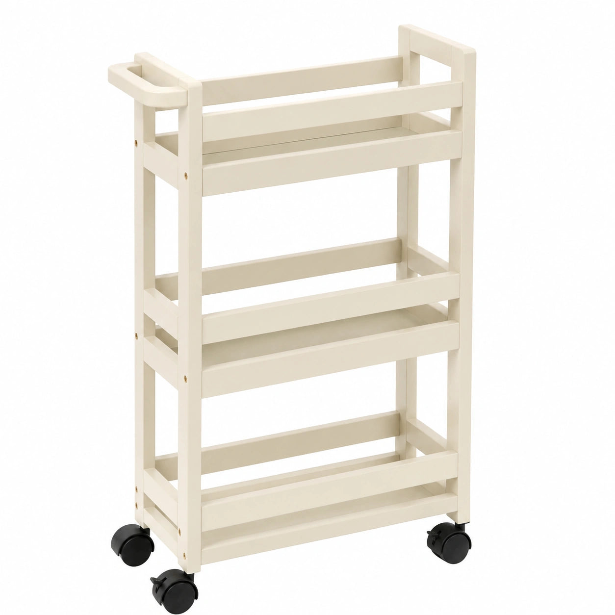 Carrito de 3 Niveles Color Beige Natural para Almacenamiento