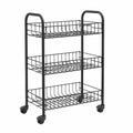 Metaltex Carro Multiuso Negro con Ruedas, 3 Niveles, 63x41x23 cm