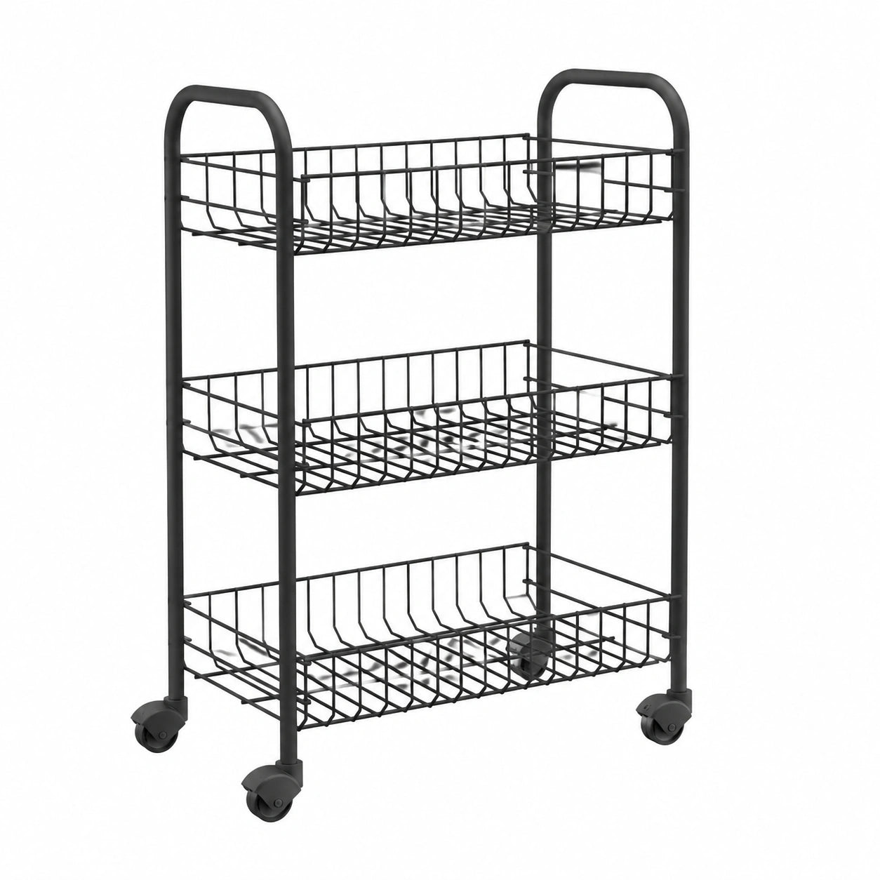 Metaltex Carro Multiuso Negro con Ruedas, 3 Niveles, 63x41x23 cm