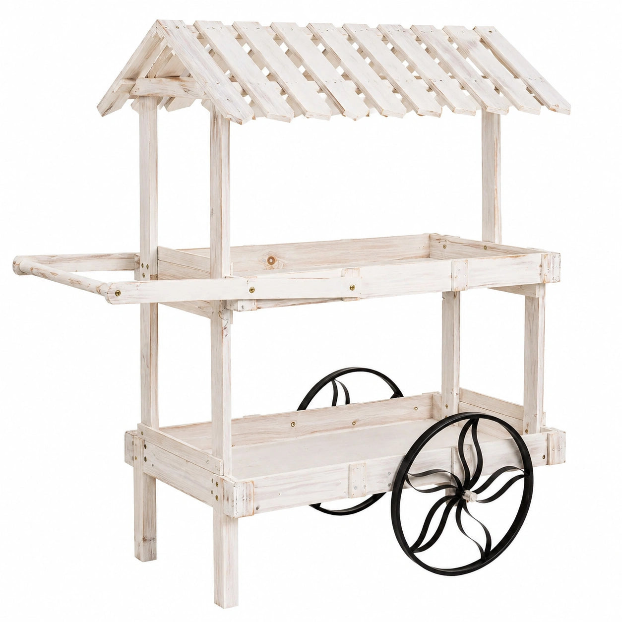 Carro Expositor de Madera Blanca 119x68x138 cm para Decoración