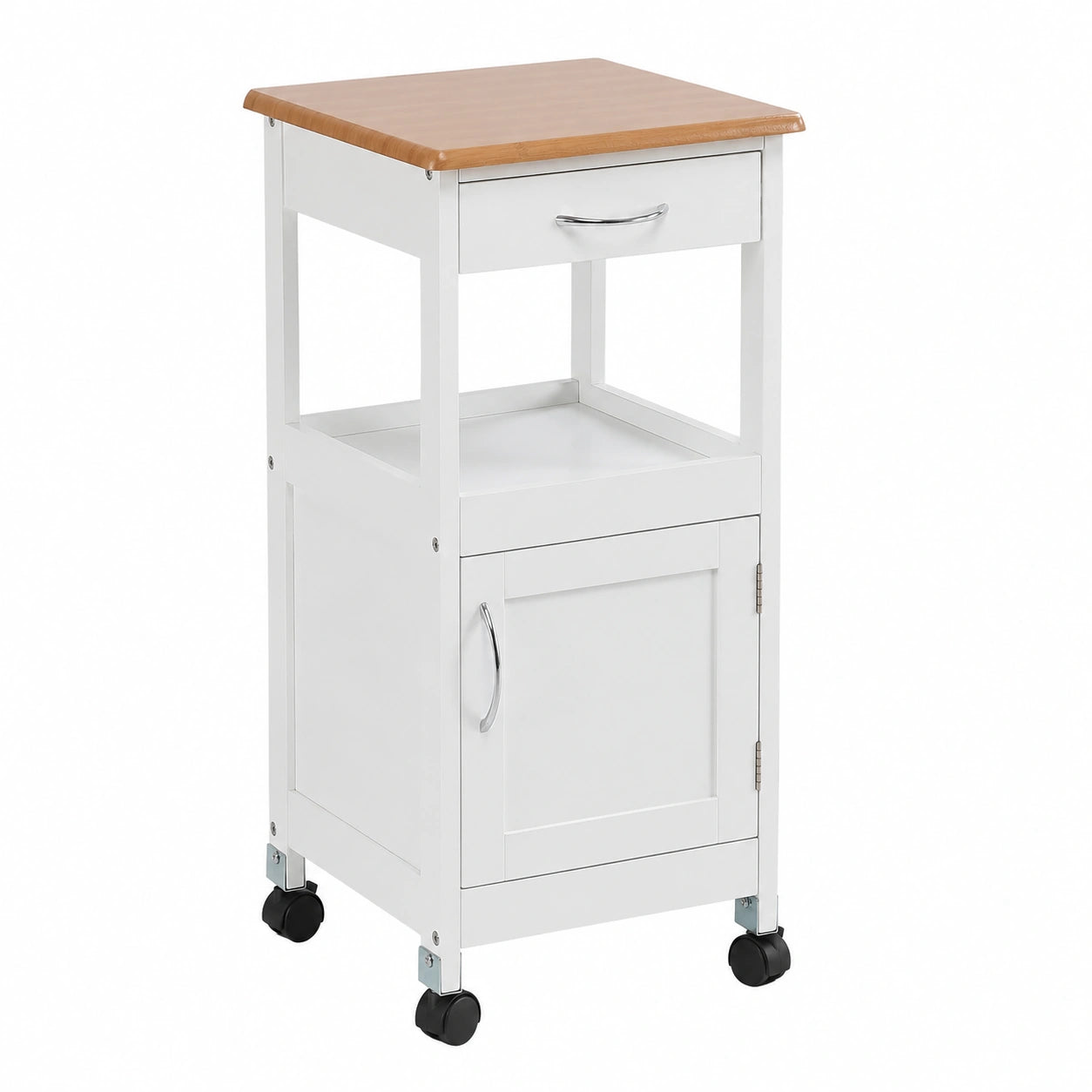 Carrito de Cocina de Madera con Puerta y Cajón, Blanco, 37x37x76 cm