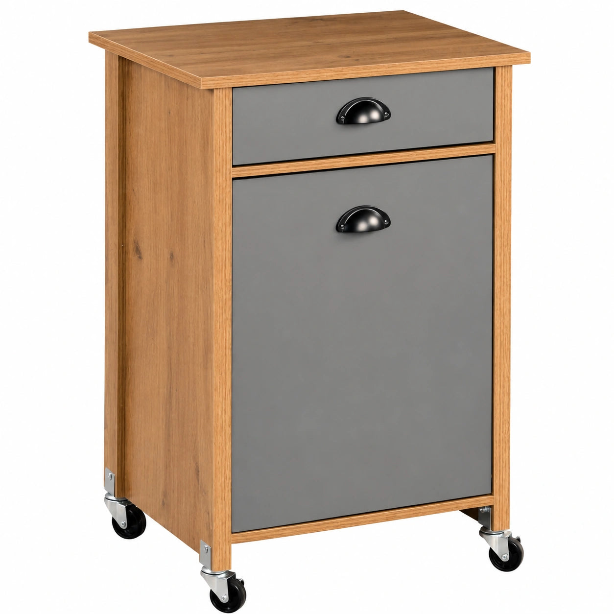 Carrito de Cocina Kesper con Separador de Basura, Madera MDF, 50x79x37 cm, Marrón y Gris