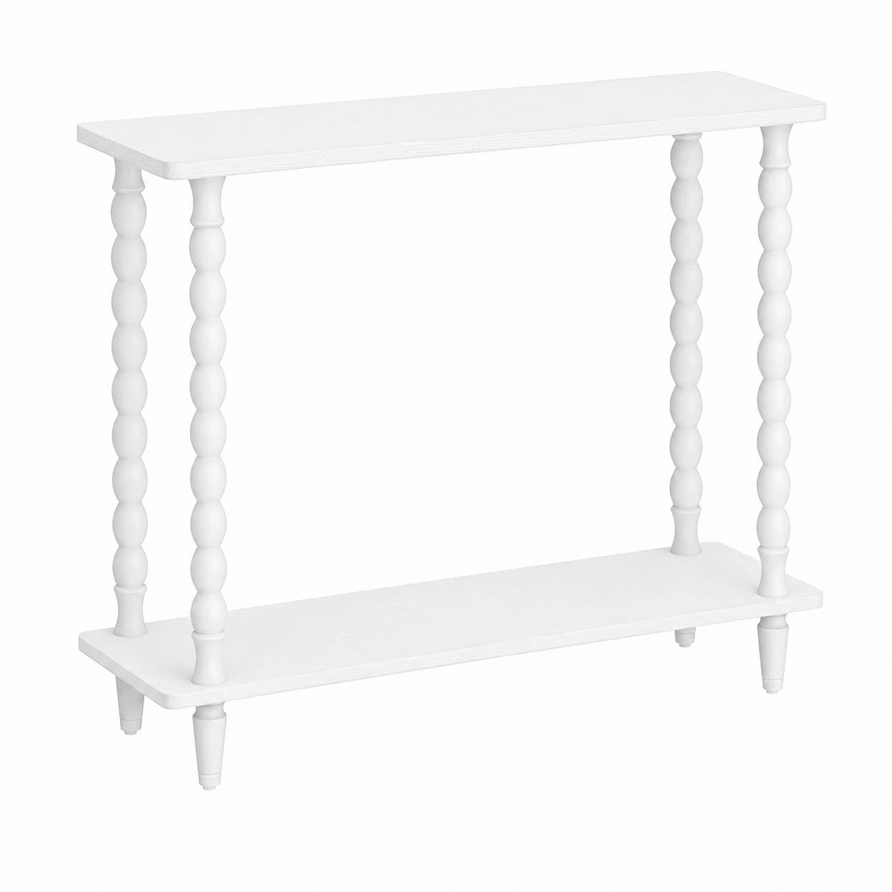 HOOBRO Mesa de Consola de 100 cm, 2 Niveles, Patas de Madera, Ideal para Pasillo y Vestíbulo en Blanco