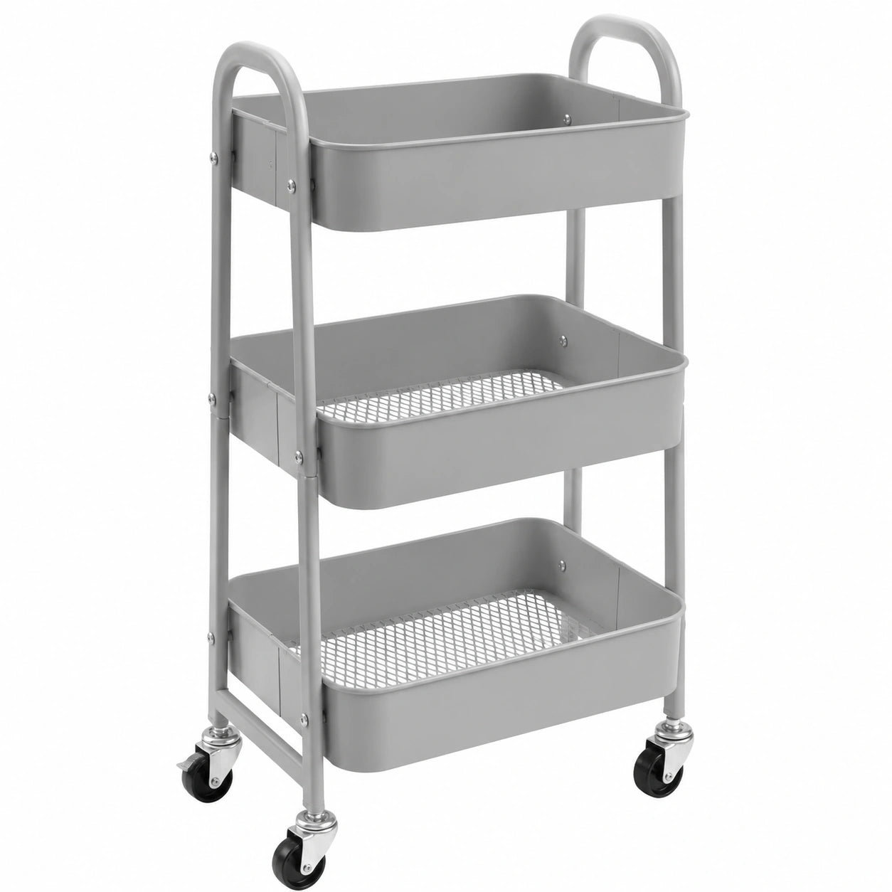 Carrito Auxiliar de Almacenamiento de 3 Niveles con Ruedas para Cocina, Dormitorio y Oficina - Gris