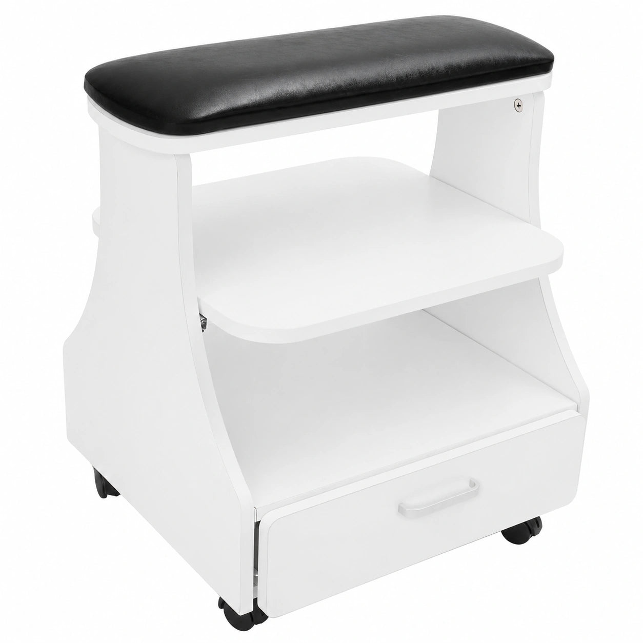 Carro de manicura pedicura con 3 niveles, cajón y ruedas, capacidad 50 kg, para salones de belleza