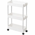 Carro de Cocina Estrecho con Ruedas y Cajones de Plástico - 3 Estantes Blancos
