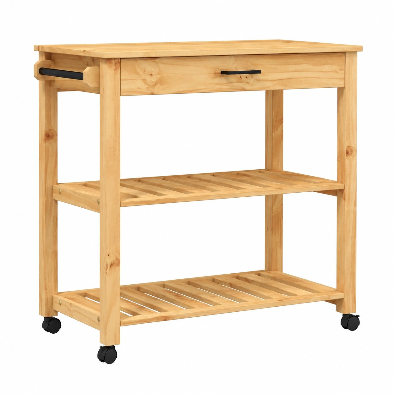 Carrito de Cocina Multifuncional de Madera de Pino