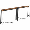 Conjunto de 2 Consolas Estrechas con Carga Integrada, Estructura Metálica, Marrón Vintage y Negro