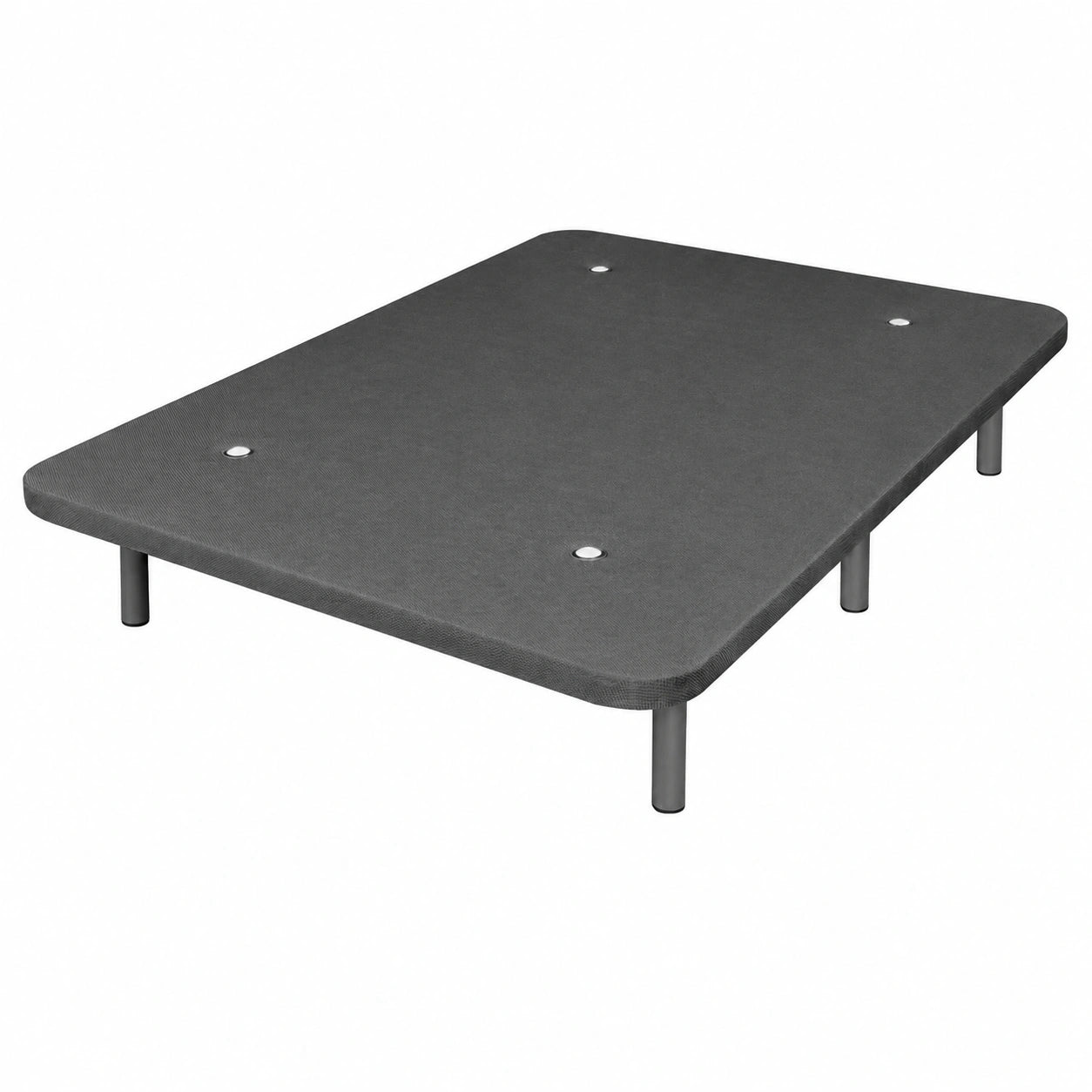 Base Tapizada Reforzada con Barras y Patas Metálicas, 90x190cm, Color Gris Oscuro
