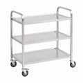 Carro de cocina de acero inoxidable con ruedas y frenos, 3 estantes, 75x40x83,5 cm