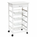 Carrito de Cocina de Madera Blanco con Ruedas 47x37x82 cm