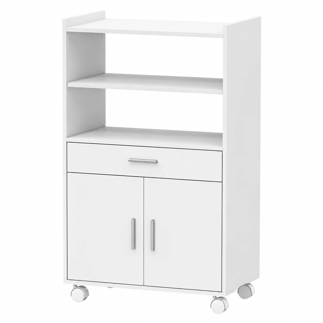 Carrito de Cocina HOMCOM con Ruedas, Almacenamiento para Microondas, 59x40x92 cm, Blanco