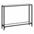 Mesa Consola Moderna de Vidrio Templado con 2 Estantes, 100x22x80cm, Ideal para Salón Pequeño, Negro