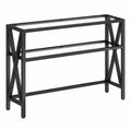 Mesa Auxiliar de Cristal con Estantes, Estructura en X para Salón