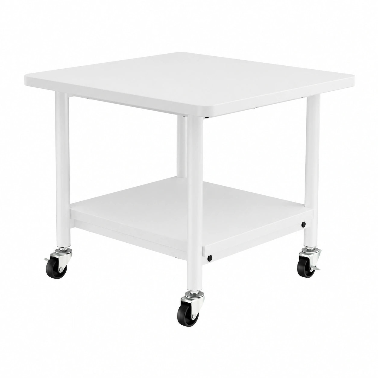 Mesa Rodante para Impresora de Metal HOMASIS, 2 Niveles, Organizador Multifuncional para Oficina y Hogar, 49 x 40 x 38 cm, Blanco