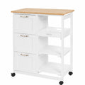 Carro de Cocina Blanco de Madera con Ruedas y Almacenaje Multifuncional