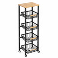Carrito de Alambre Apilable con Ruedas para Cocina y Almacenamiento