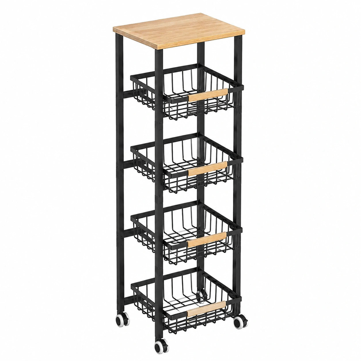 Carrito de Alambre Apilable con Ruedas para Cocina y Almacenamiento