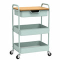 Carro de Almacenamiento de 3 Niveles con Ruedas y Cajones, Organizador para Cocina, Baño, Dormitorio y Oficina (Verde)