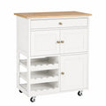 Carrito de Cocina Multifuncional con Botellero y Almacenamiento, 67x37x86cm, Blanco