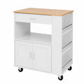 Carro de Cocina con Ruedas y Armario, 3 Estantes, Toallero, Blanco
